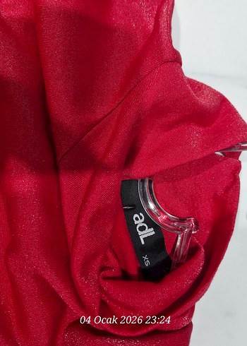 Kırmızı Uzun Renkli Fırfırlı Elbise - Görsel 4