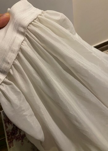 Beyaz düğün abiye tarlatanı 3 katlı - Görsel 4