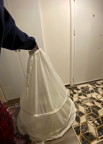 Beyaz düğün abiye tarlatanı 3 katlı - Görsel 2