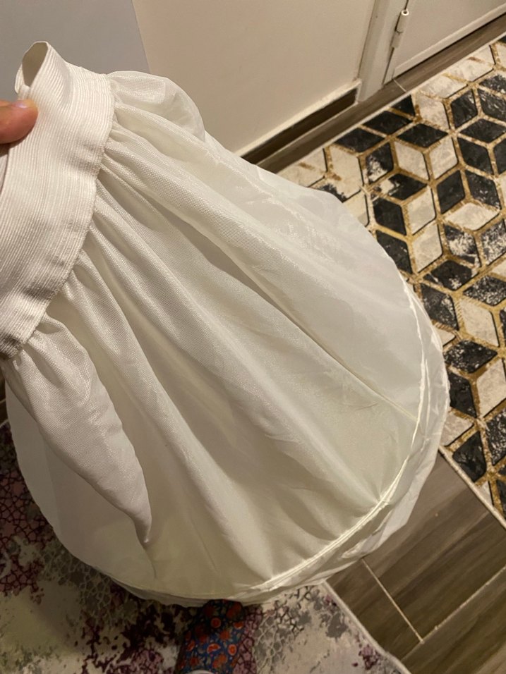 Beyaz düğün abiye tarlatanı 3 katlı - Görsel 3