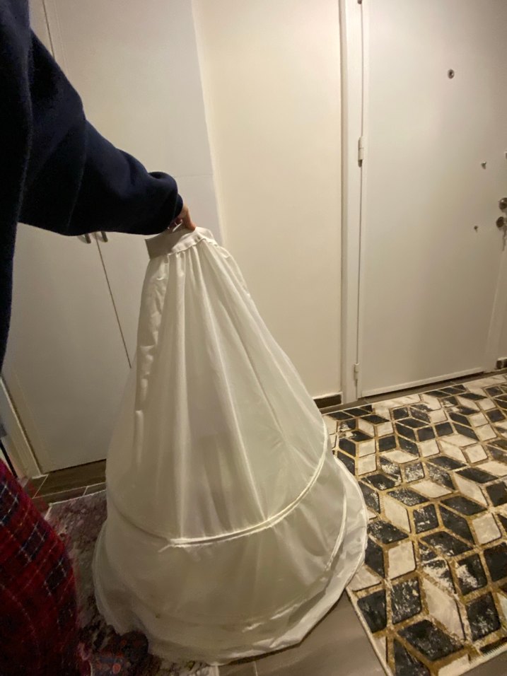 Beyaz düğün abiye tarlatanı 3 katlı - Görsel 2