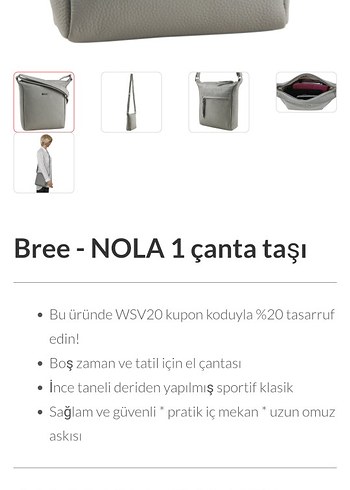 BREE Gri Kahverengi Deri Kadın Çanta - Görsel 6