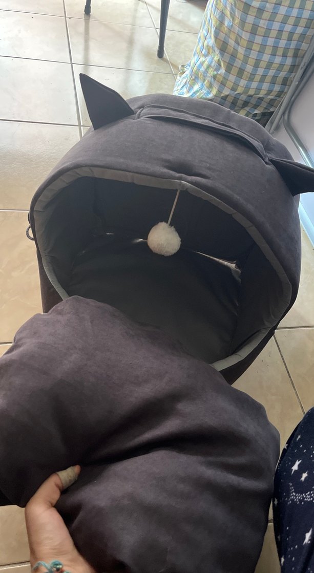 Kedi Kulaklı Koyu Gri Kedi Yatağı - Görsel 4