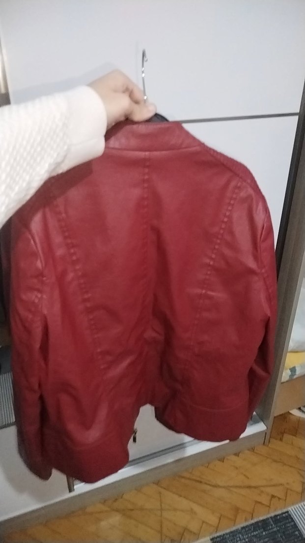 Bordo Kadın Deri Ceket Fermuarlı - Görsel 2