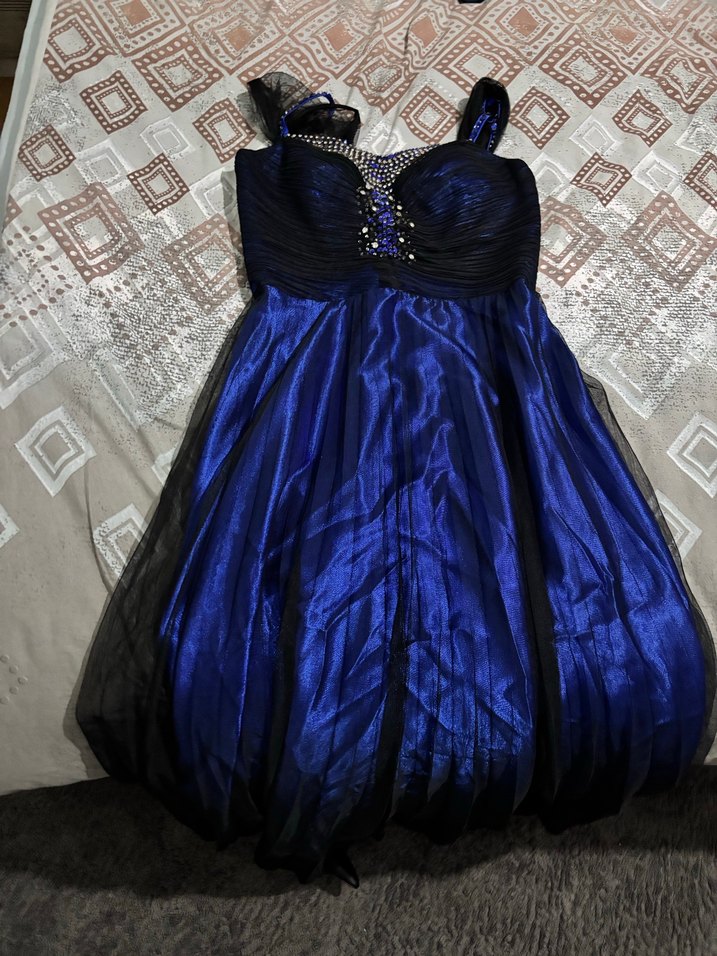 Mavi Straplez Payetli Uzun Abiye Elbise - Görsel 2