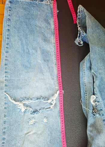 Kadın Pastel Mavi Bol Kesim Yırtık Jeans Trendyolmilla - Görsel 4