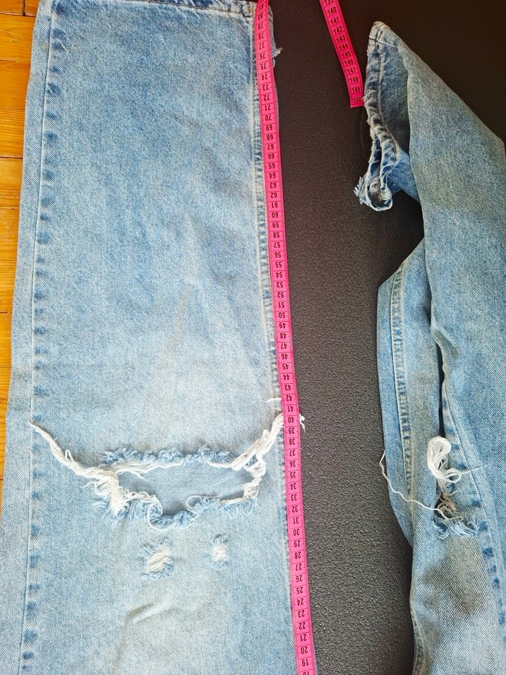 Kadın Pastel Mavi Bol Kesim Yırtık Jeans Trendyolmilla - Görsel 4