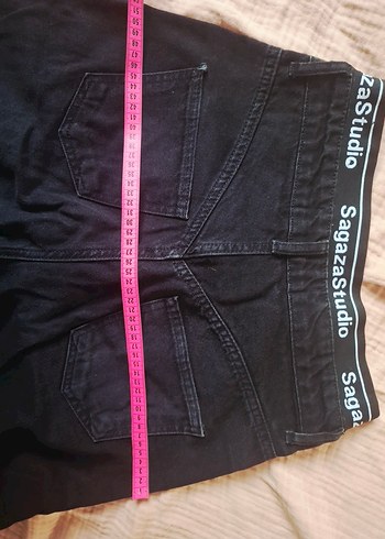 Sagaza Studio Siyah Bol Kesim Midi Kot Pantolon - Görsel 5