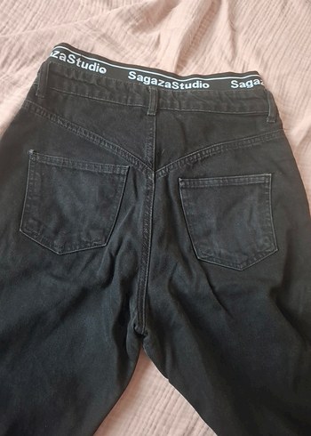 Sagaza Studio Siyah Bol Kesim Midi Kot Pantolon - Görsel 2