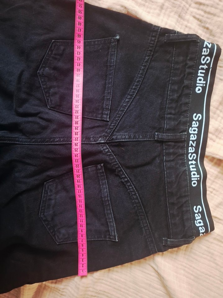 Sagaza Studio Siyah Bol Kesim Midi Kot Pantolon - Görsel 5