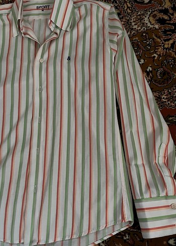 Çok Renkli Çizgili Uzun Kollu Erkek Gömlek - Görsel 2