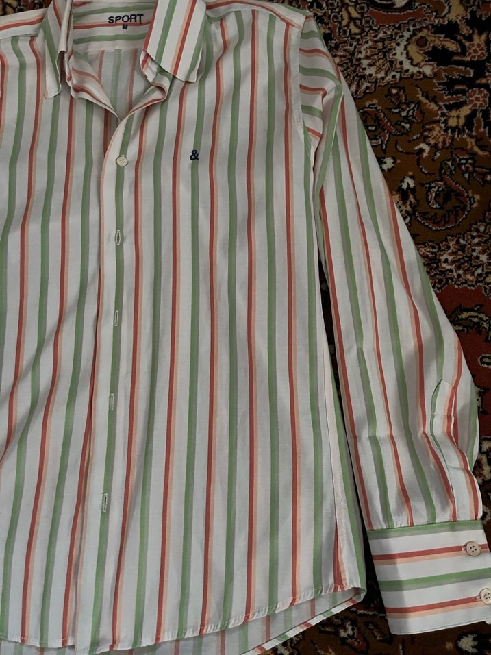 Çok Renkli Çizgili Uzun Kollu Erkek Gömlek - Görsel 2