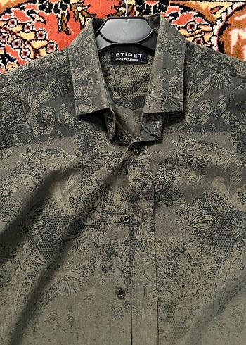 Erkek Haki Düğmeli Uzun Kollu Gömlek - Görsel 3