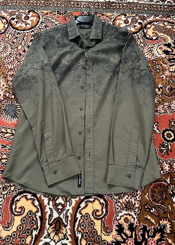 Erkek Haki Düğmeli Uzun Kollu Gömlek - Görsel 2