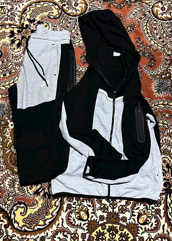 Nike tech Gri Siyah çift Fermuarlı unisex Eşofman Takımı - Görsel 2