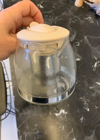 Beyaz Kulplu Cam Demlik - Görsel 2