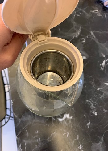 Beyaz Kulplu Cam Demlik - Görsel 4