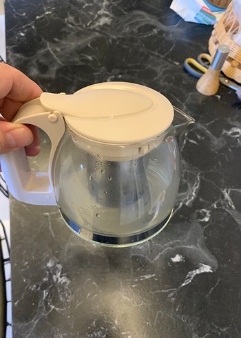 Beyaz Kulplu Cam Demlik - Görsel 6