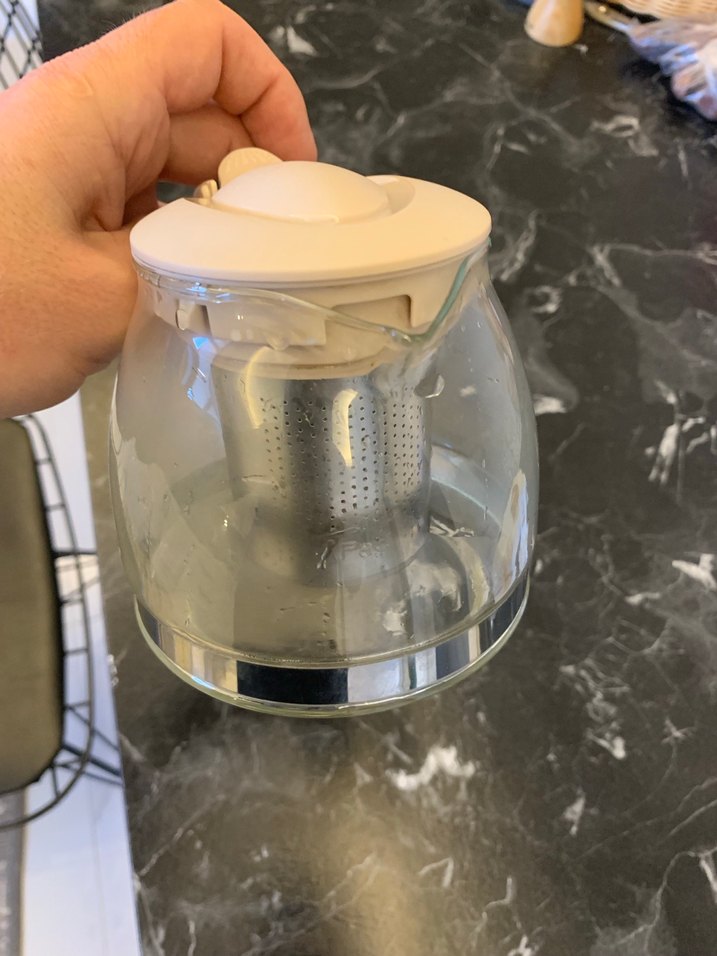 Beyaz Kulplu Cam Demlik - Görsel 2