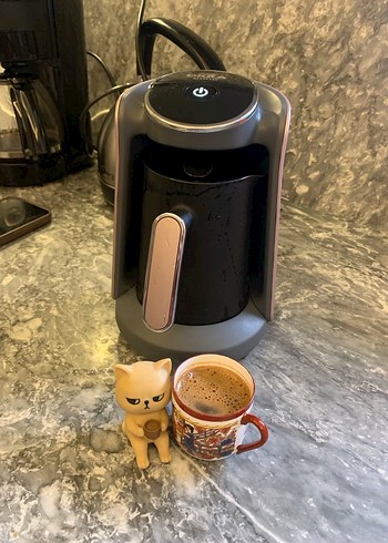 Gri Kahve Makinesi, Kahverengi Detaylı - Görsel 2