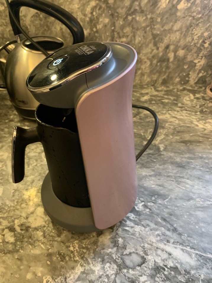 Gri Kahve Makinesi, Kahverengi Detaylı - Görsel 5