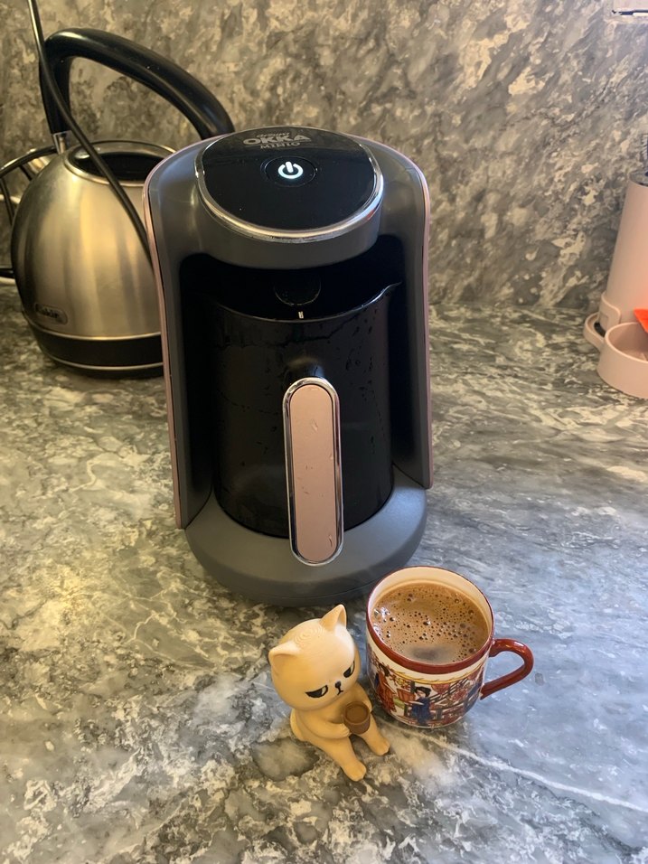 Gri Kahve Makinesi, Kahverengi Detaylı - Görsel 3