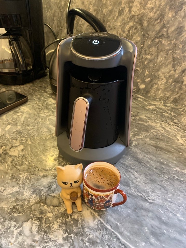 Gri Kahve Makinesi, Kahverengi Detaylı - Görsel 2