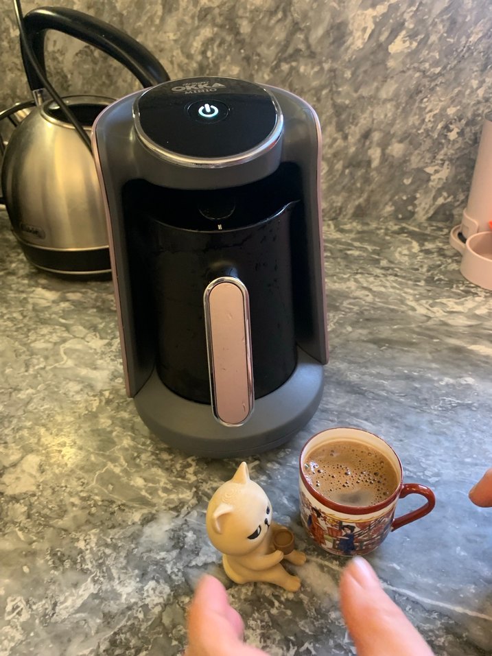 Gri Kahve Makinesi, Kahverengi Detaylı - Görsel 4