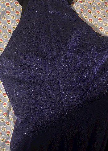 Uzun Lacivert Drapeli Abiye Elbise 38 /M - Görsel 3