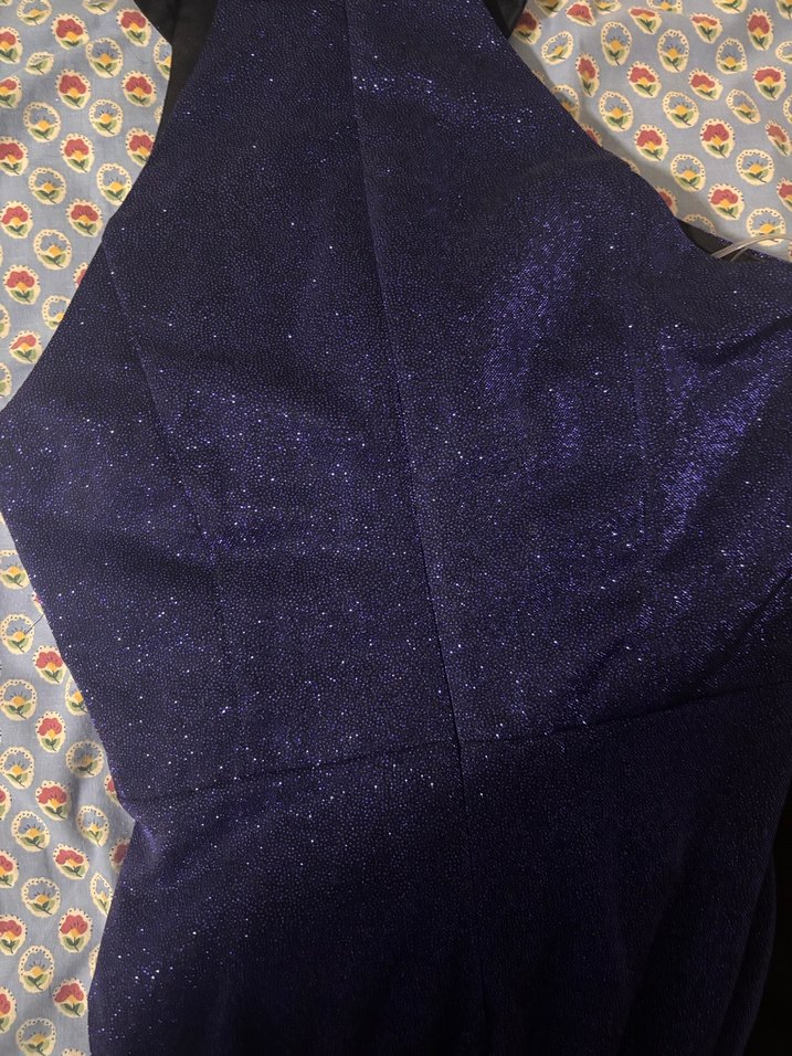 Uzun Lacivert Drapeli Abiye Elbise 38 /M - Görsel 3