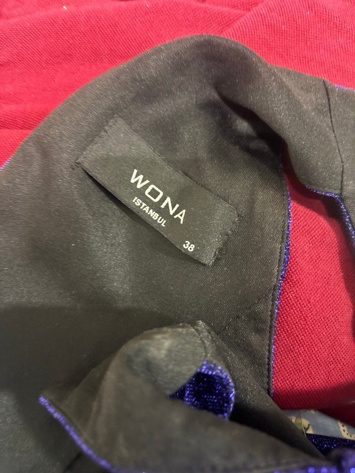 Uzun Lacivert Drapeli Abiye Elbise 38 /M - Görsel 2