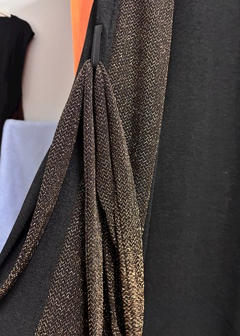 Drapeli Siyah Yılan Desenli Uzun Kadın Yelek - Görsel 3