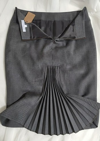 Gri Kemerli Mini Ofis Eteği s beden etiketli LUX bessini marka - Görsel 5