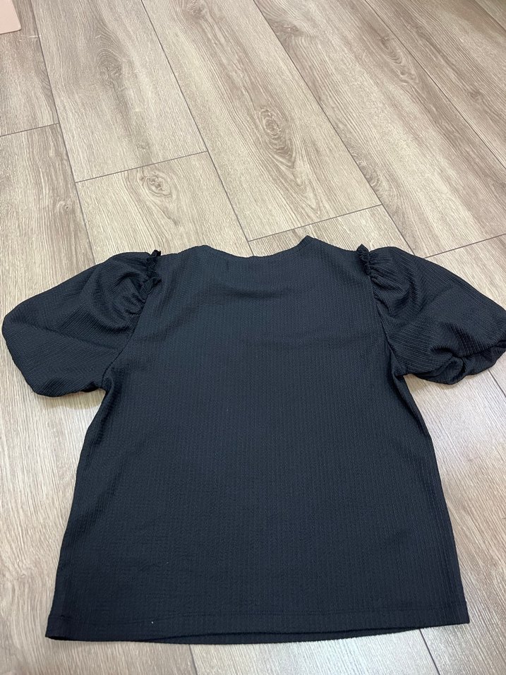 Siyah Örme Kısa Kollu Kadın Bluz - Görsel 3