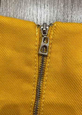 Sarı Fermuarlı Mini Etek - Görsel 5