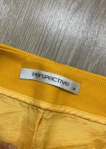 Sarı Fermuarlı Mini Etek - Görsel 4