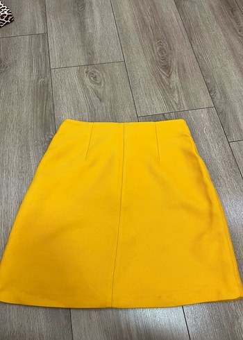 Sarı Fermuarlı Mini Etek - Görsel 2