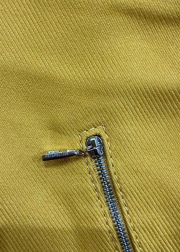 Sarı Fermuarlı Mini Etek - Görsel 6