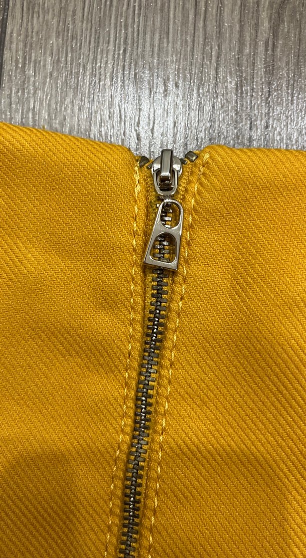 Sarı Fermuarlı Mini Etek - Görsel 5