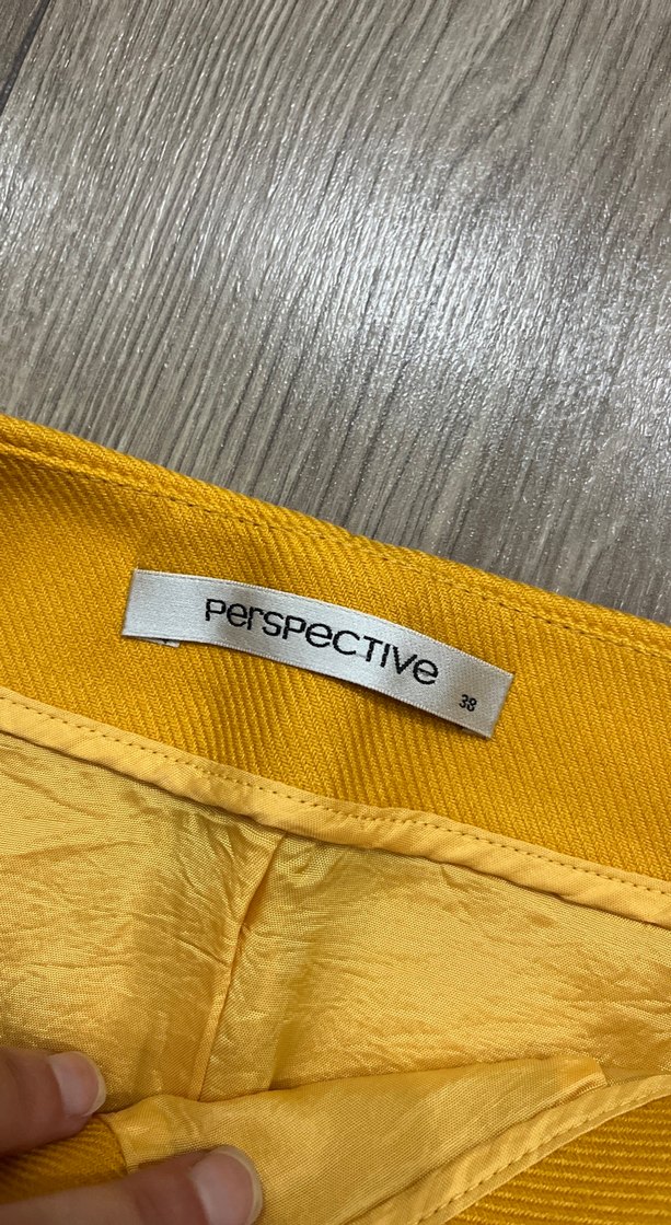 Sarı Fermuarlı Mini Etek - Görsel 4