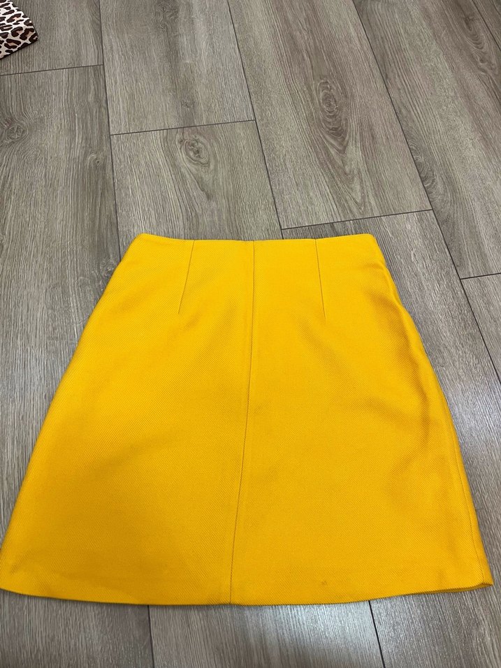 Sarı Fermuarlı Mini Etek - Görsel 2