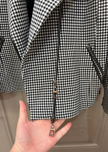 Siyah/beyaz Kareli Kadın Blazer Ceket - Görsel 3