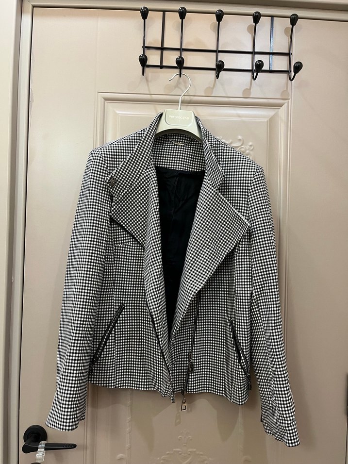 Siyah/beyaz Kareli Kadın Blazer Ceket - Görsel 2