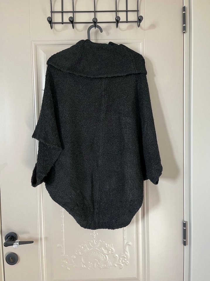 Gri Yünlü Yüksek Yakalı Salaş Kazak - Görsel 2