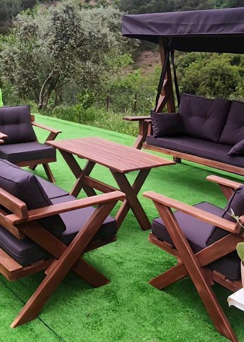 Kahverengi Ahşap Bahçe Oturma Grubu - Görsel 2