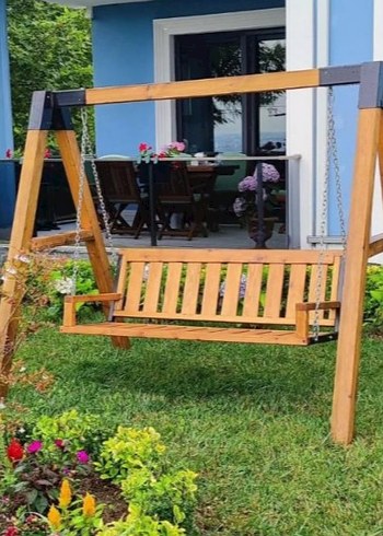 Kahverengi Ahşap Bahçe Salıncağı - Görsel 2