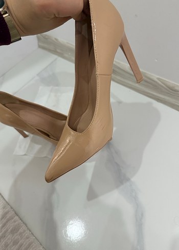 Bej Minimalist Stiletto Topuklu Kadın Ayakkabı - Görsel 8