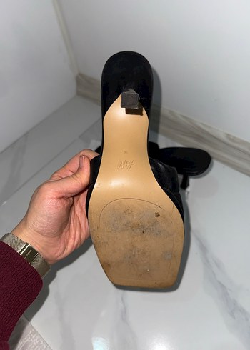 Kadın Siyah Pliseli Stiletto Terlik - Görsel 6