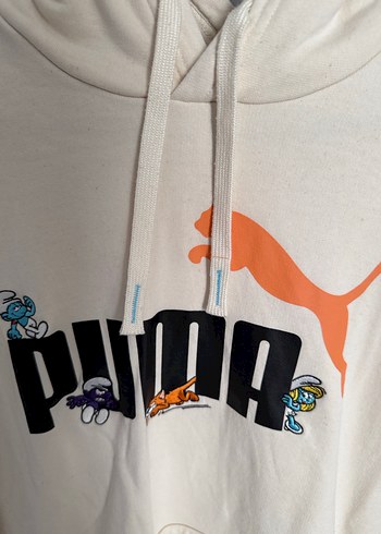 Beyaz Puma Baskılı Fermuarlı Sweatshirt - Görsel 2