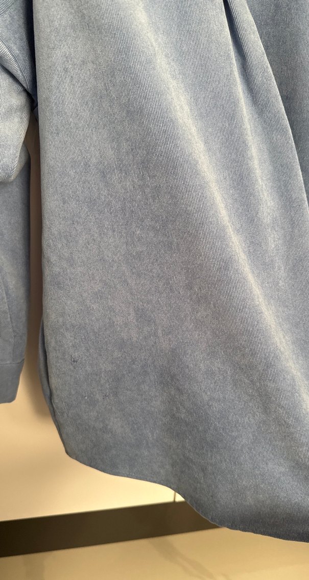 Düğmeli Mavi Süet Kadın Gömlek - Görsel 2